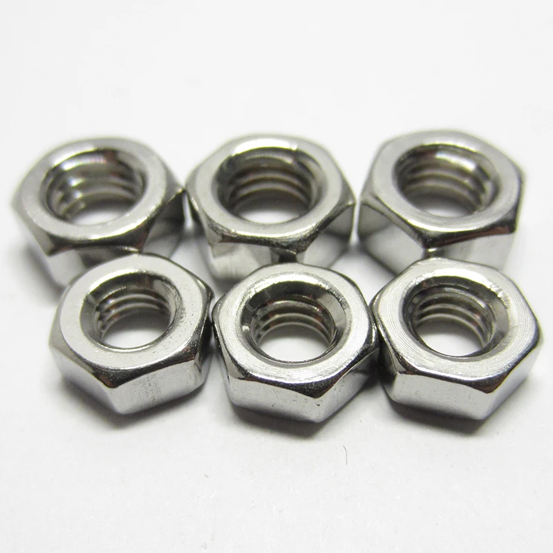 

100pcs/lot Metric thread DIN934 M1.6 M2 M2.5 M3 M3.5 M4 M5 304 Stainless Steel Hex Nuts