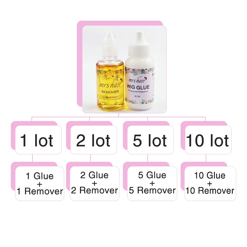 40ML Lace Wig Glue WaterProof Wig Bonding Glue Invisible Adhesive With 1 Bottle Remover For Lace Wig Adhesives Bobo Wig Bond