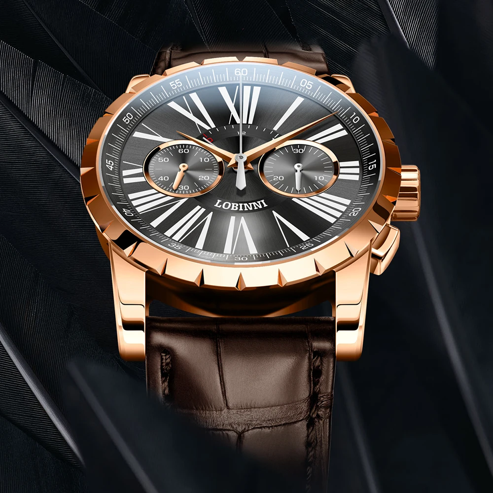 LOBINNI Мужские механические часы Seagull SelfWind роскошные швейцарские брендовые
