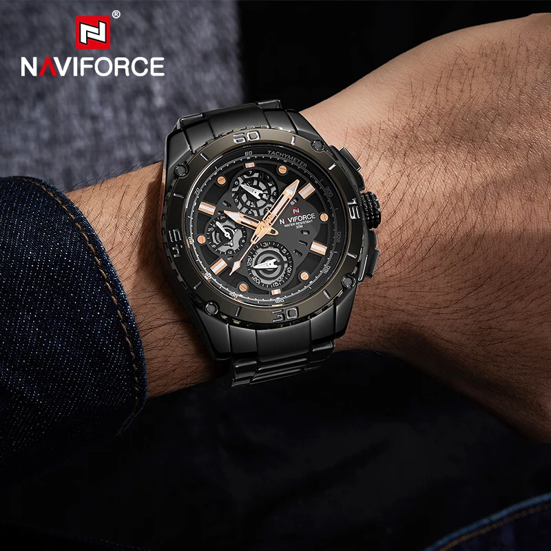 Часы наручные NAVIFORCE Мужские кварцевые роскошные брендовые многофункциональные