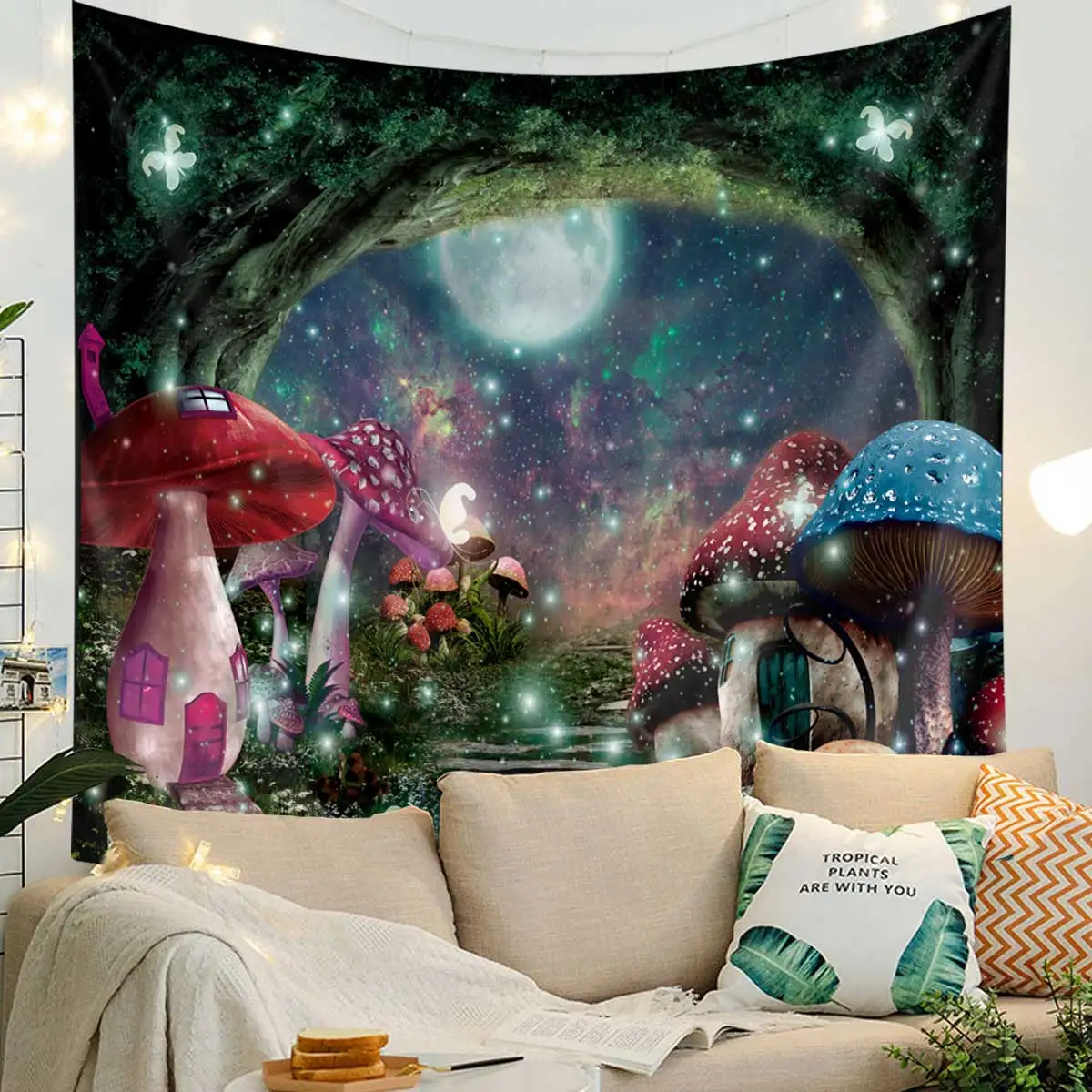 

150x200 см гобелен в виде грибов и лесов, фон для фотосъемки, реквизит для фотосъемки, фоны, Декор для дома, рождественские фантазийные украшени...