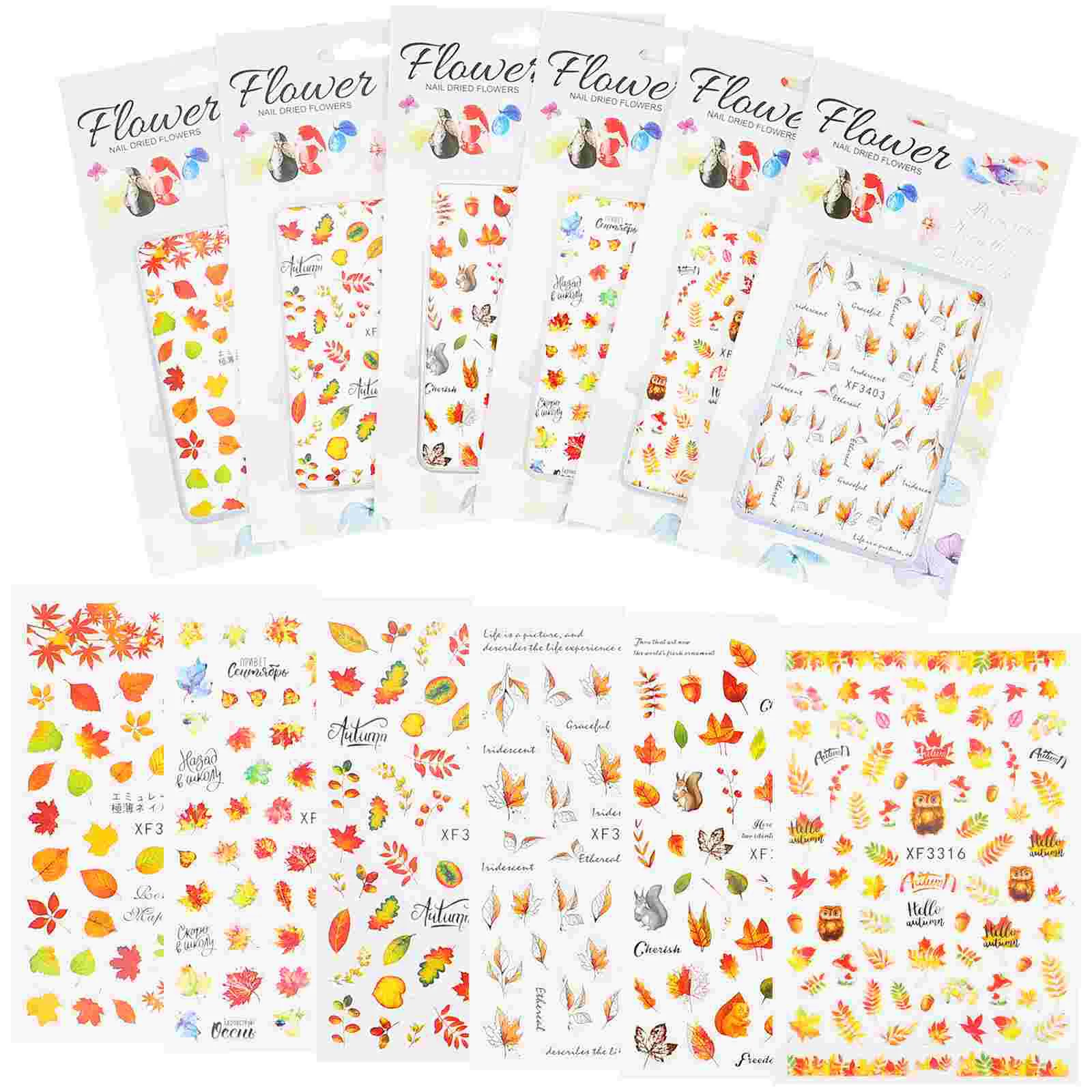 

6 Sheets Autumn Nail Art Decal Manicure Sticker Party Decorations