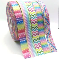 5 yards cartoon rainbow grosgrain ribbon 25mm diy handmade satin ribbons for hair accessories crafts decoration wrapping sewing