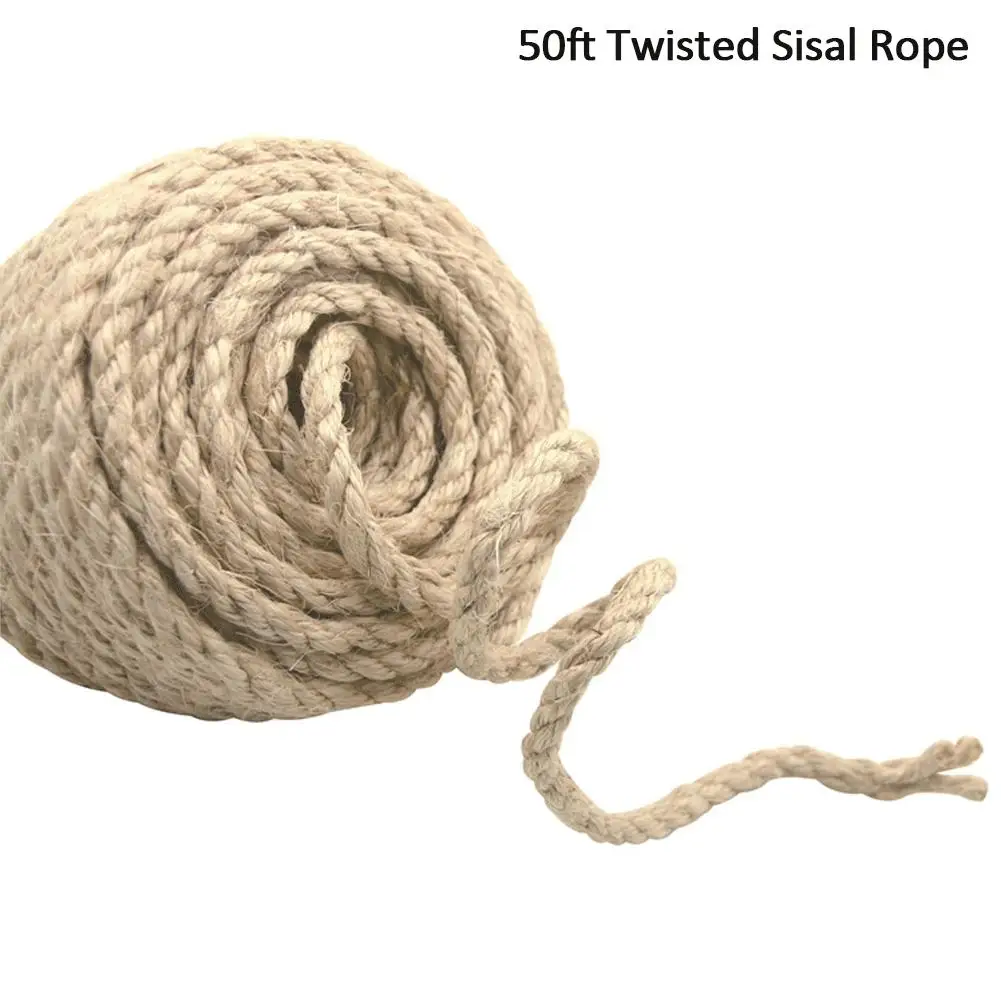 Фото 50ft витая сизальная верёвка для игровой комплекс кошек Когтеточка Игрушка