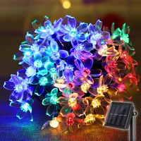 solar string lights led cherry blossom waterproof outdoor wedding christmas party fairy light crystal flower bedroom decors gift