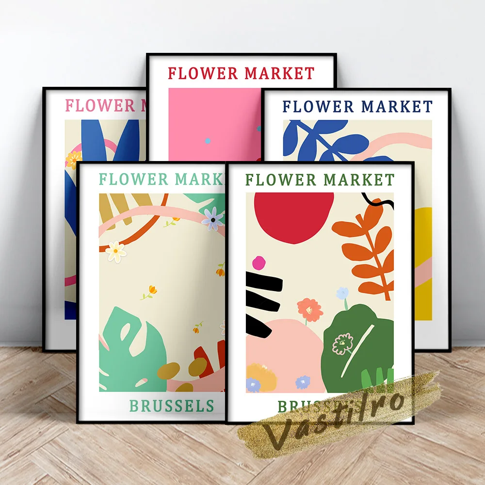 Плакат Копенгагена, цветочный рынок, абстрактная линия, художественные принты, Картина на холсте, цветочный магазин, подарок, декор для домашней комнаты, галерея, Настенная картина