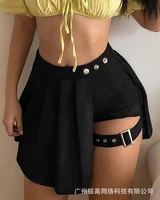 womens 2021 new solid color asymmetric short skirt