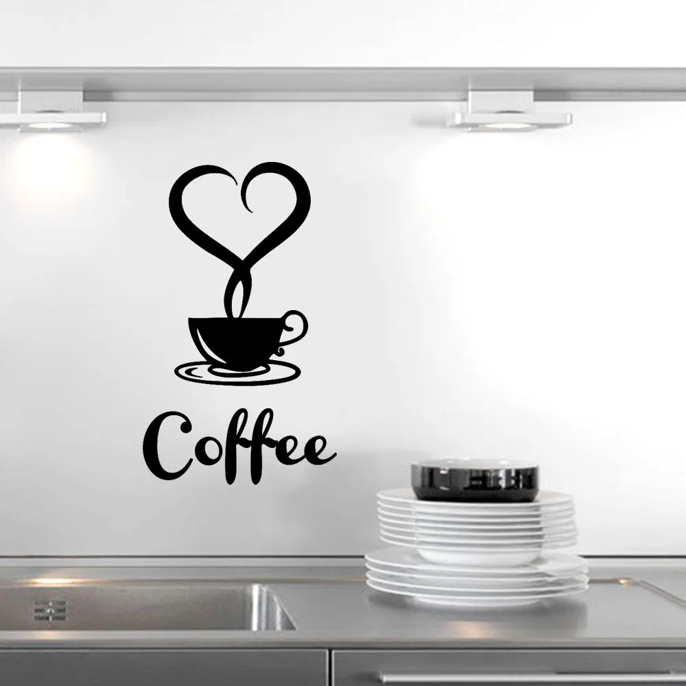 KAKUDER Coffee Mugs Tea Design Arts Wall Stickers Funny Sign kitchen Removable Decals Vinyl Home Decors pegatinas 2021 drop ship | Дом и сад