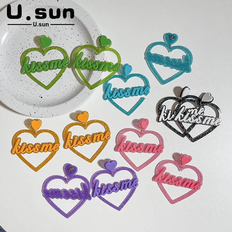 

Resin Vintage Set Drop Earrings For Women 2022 New Fashion Trendy Heart-Shaped Colourful Long Hanging Earring Jewelry Bijouterie