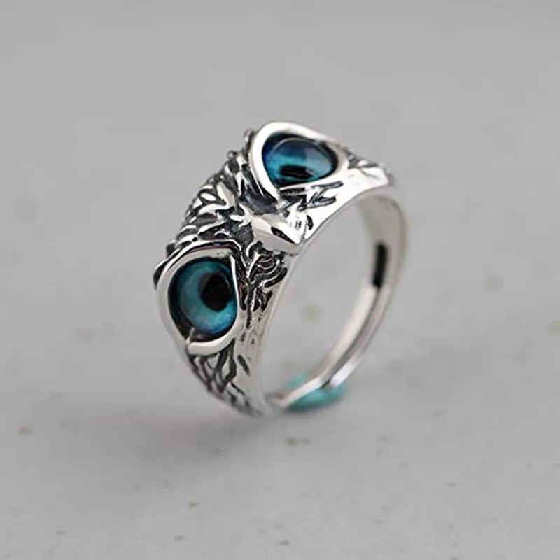 

Hot Sale Personalized Retro Devil's Eye Owl Ring Opening Adjustable Ornament for Women Wedding Rings Stainless Steel Ring