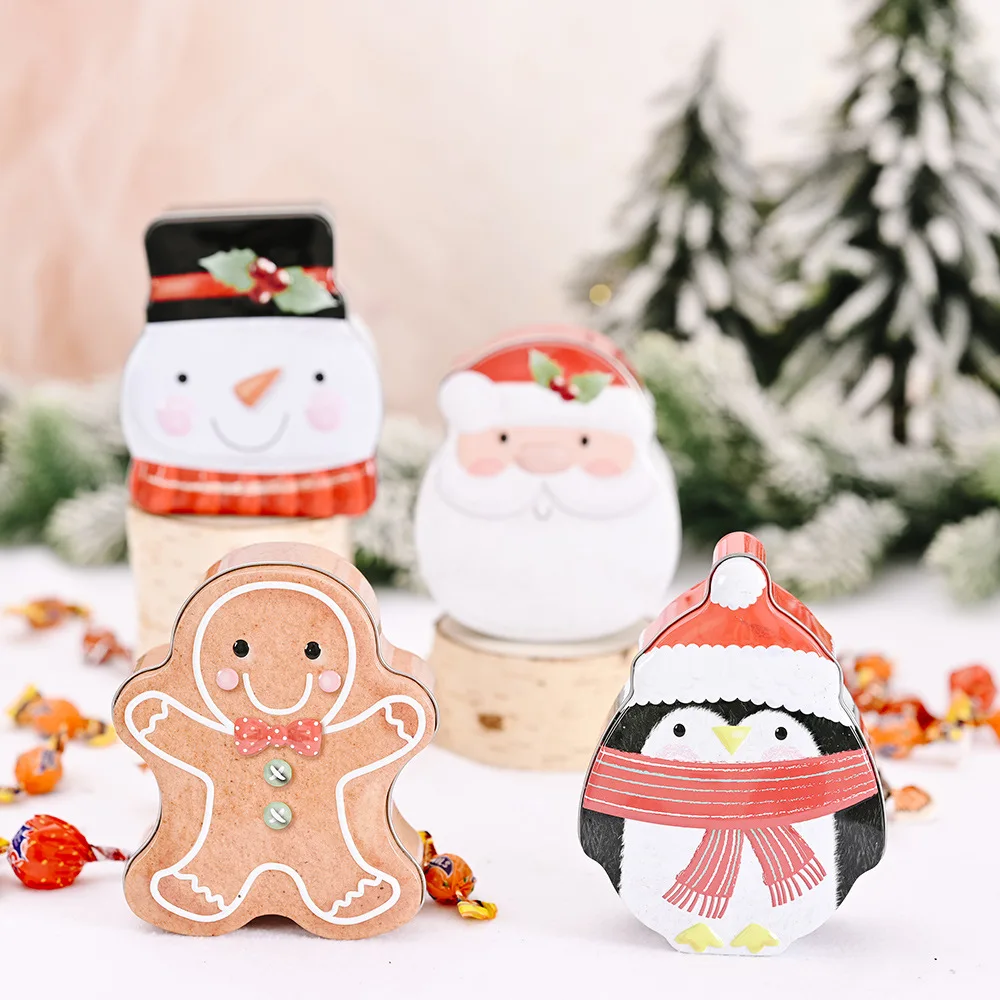 

Christmas Candy Chocolate Cartoon Tin Iron Boxes Gingerbread New Years Party Child Gift Packing Santa Claus Decoration Favors