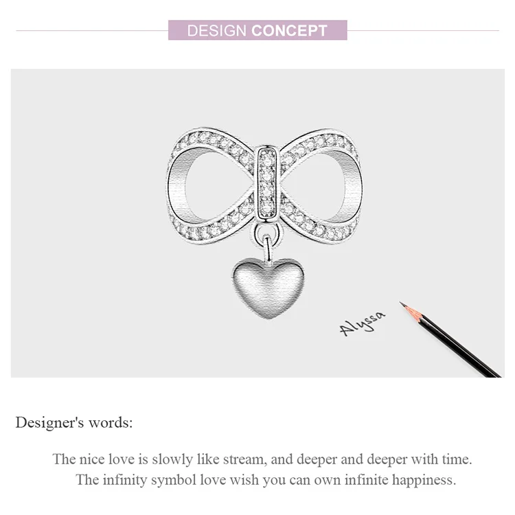 

Anomokay 925 Sterling Silver Infinity Love with Gold Color Heart Charm for DIY Jewelry Making S925 Silver Heart Bead Accessories