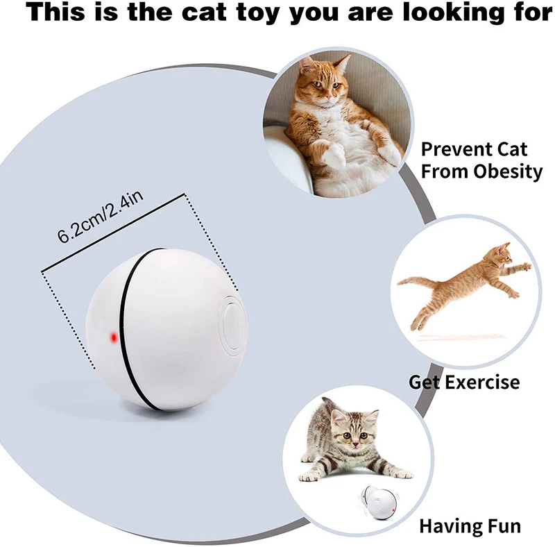 Benepaw Smart 360 градусов самовращающийся шар нетоксичные игрушки для кошек интерактивная игра для домашних животных котенок светодиодный светильник зарядка через usb стимулирует охоту