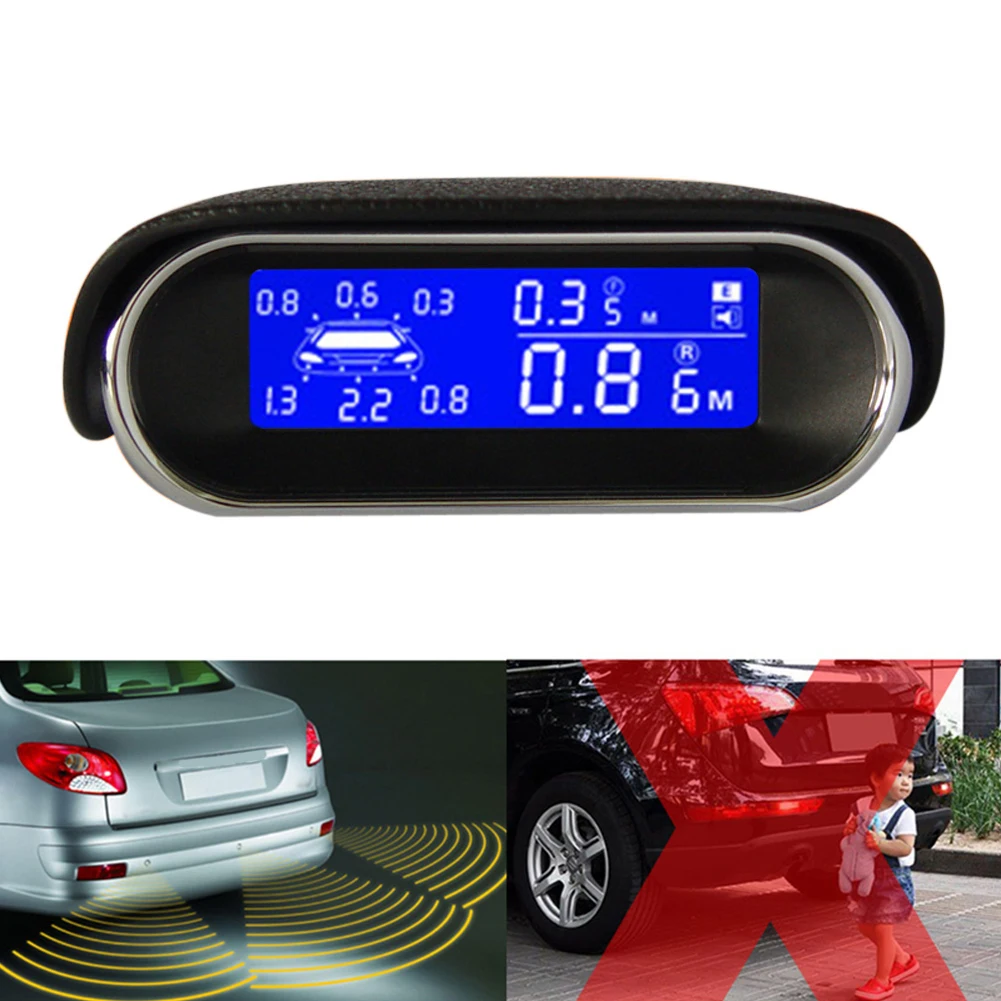 

12V Car Digital Parking Detector Radar Monitor Easily Installation 8 Sensors LCD Display Parking Personal Car Elements