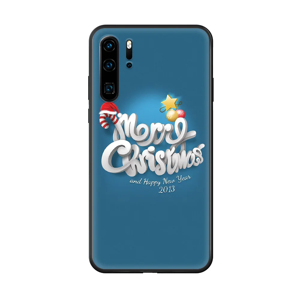 

Christmas Phone case For Huawei P 30 10 20 40 Lite Smart Z Pro 2019 black shell tpu waterproof pretty cell cover silicone