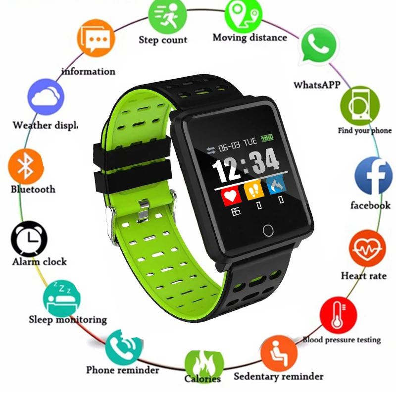 Смарт часы OLED с большим цветным экраном мужские Модные фитнес трекер пульсометр