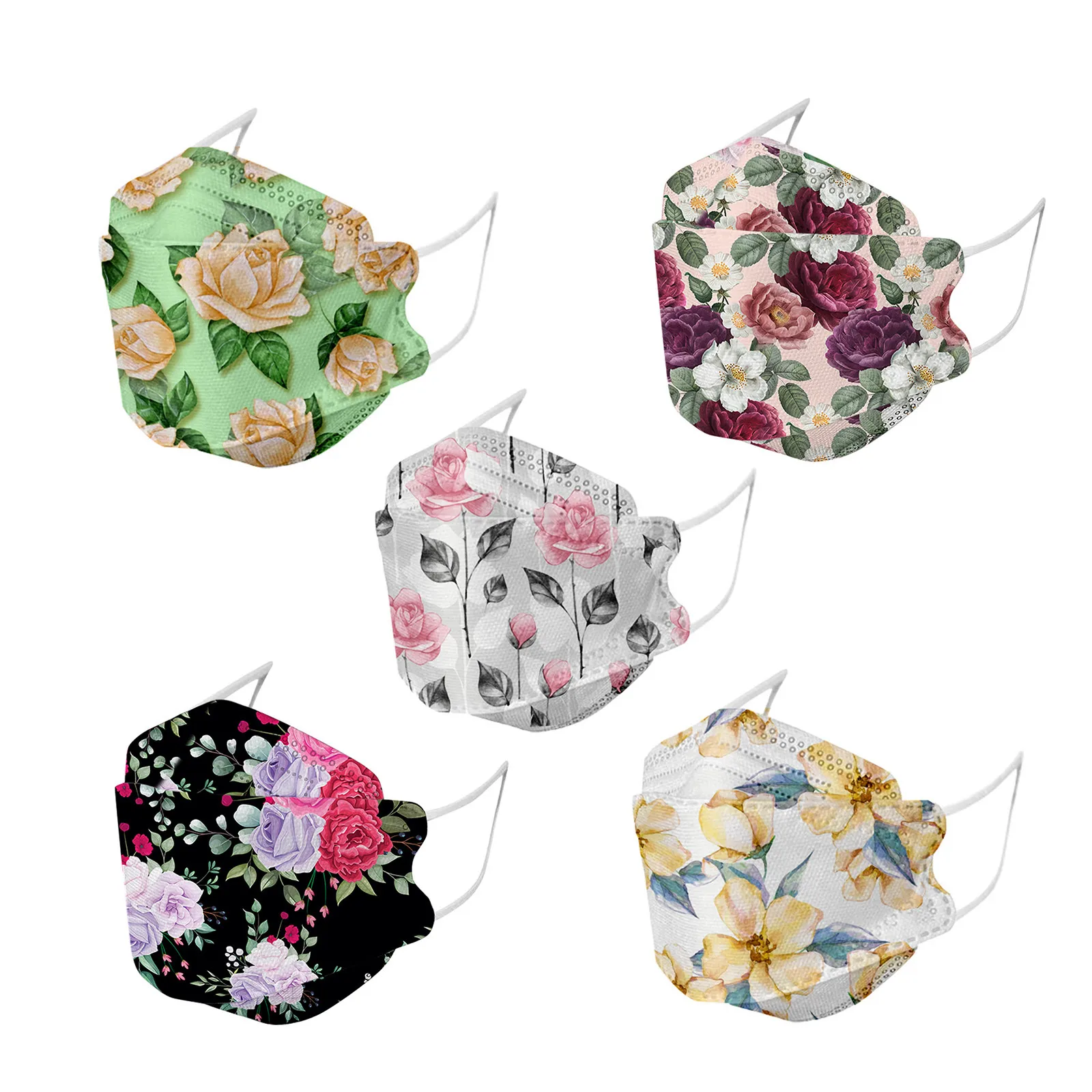 Маски для взрослых 5 шт. маски рыб ежедневный цветочный принт 4 слойная 94%