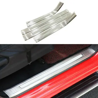 

Silver Inner Door Sill Threshold Plate Cover 4pcs For Nissan Navara NP300 15-19