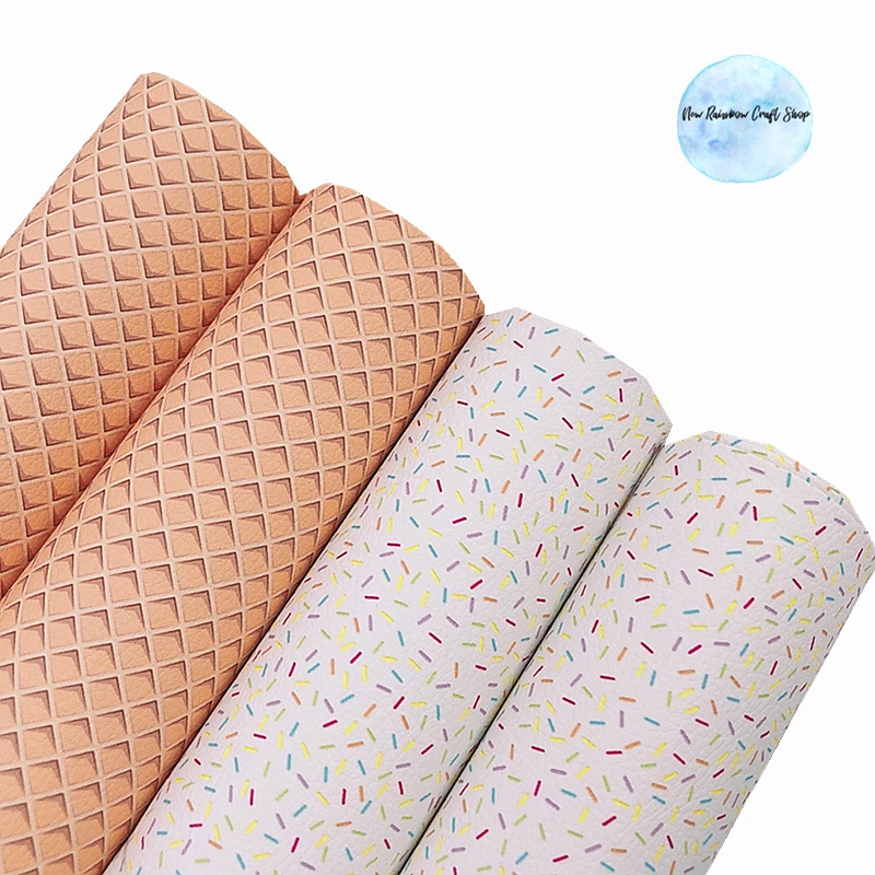 Ярд из искусственной кожи с принтом &quotДесерты&quot 30x138 см для изготовления бантов