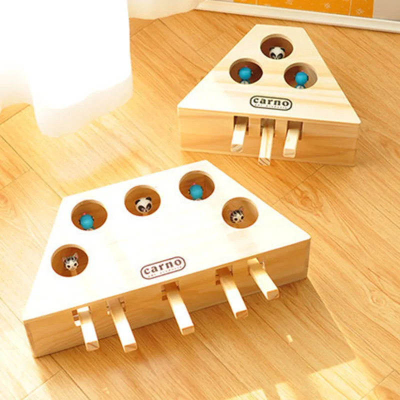 Забавные игрушки-пазлы для кошек твердый деревянный брусок игра-крот