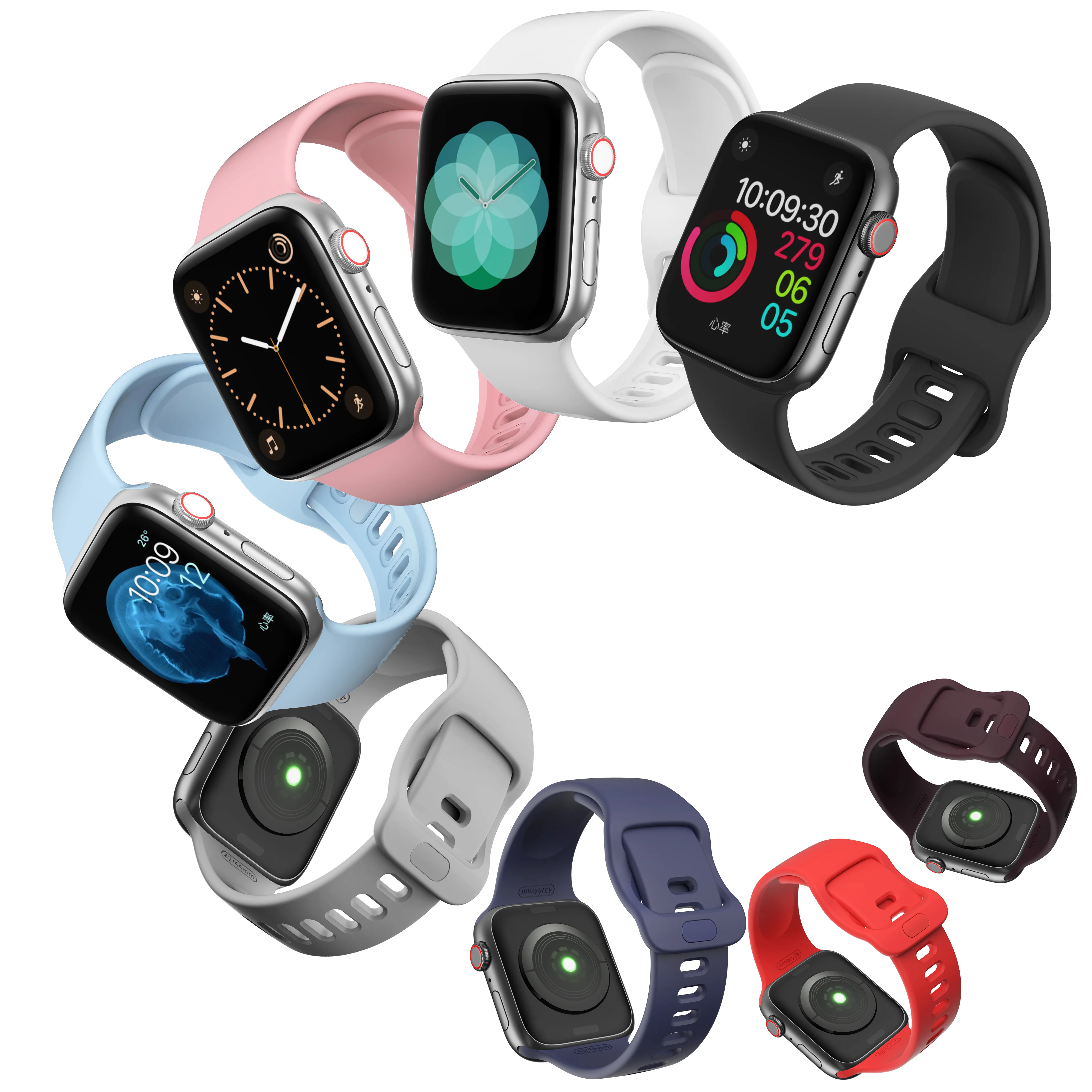 Новый японский силиконовый ремешок для Apple Watch 5 4 40 мм 44 iWatch 3 2 1 38 42 аксессуары