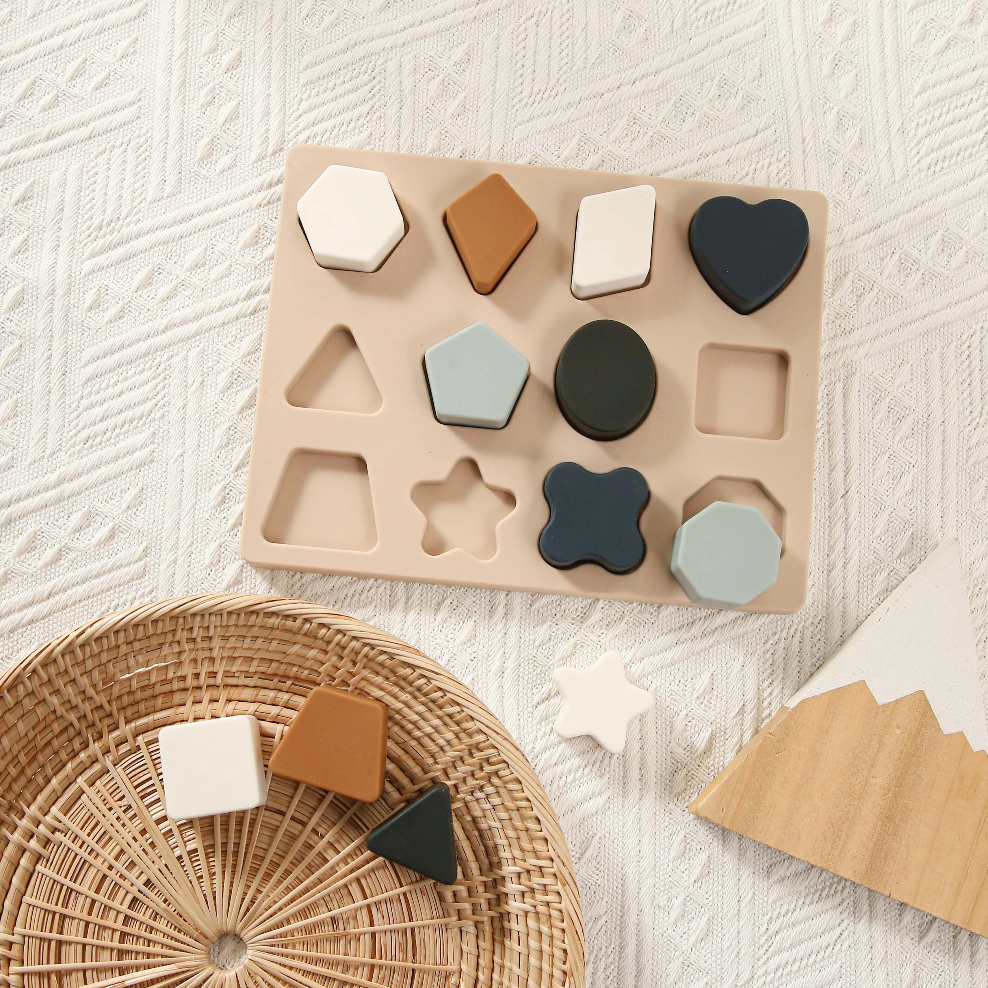 

Baby Stacking Building Blocks Toys Silicone Geometric Shapes 3D Puzzle Stack Tower Montessori Learning Cognitive Educational Toy