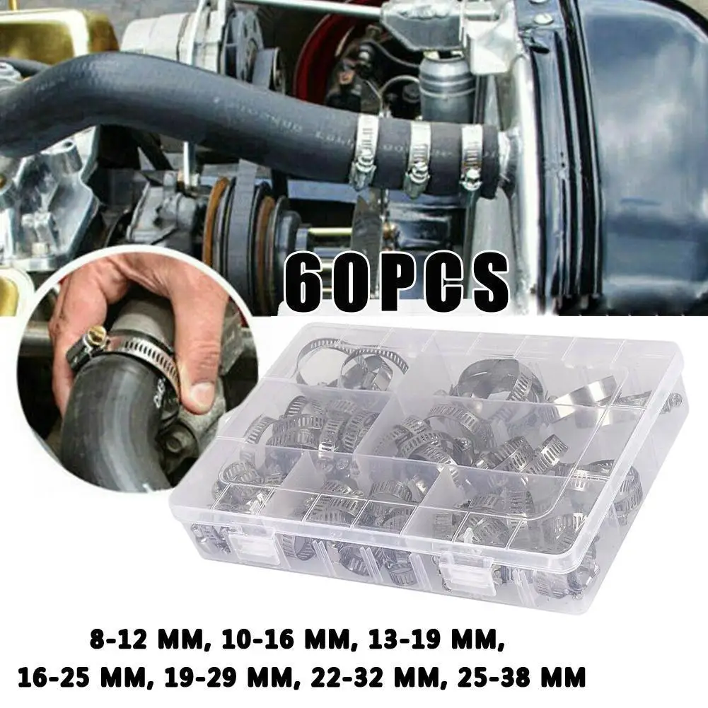 60 шт./компл. шланговый зажим 8 мм-38 мм стальные обруч зажимы для шланга набор