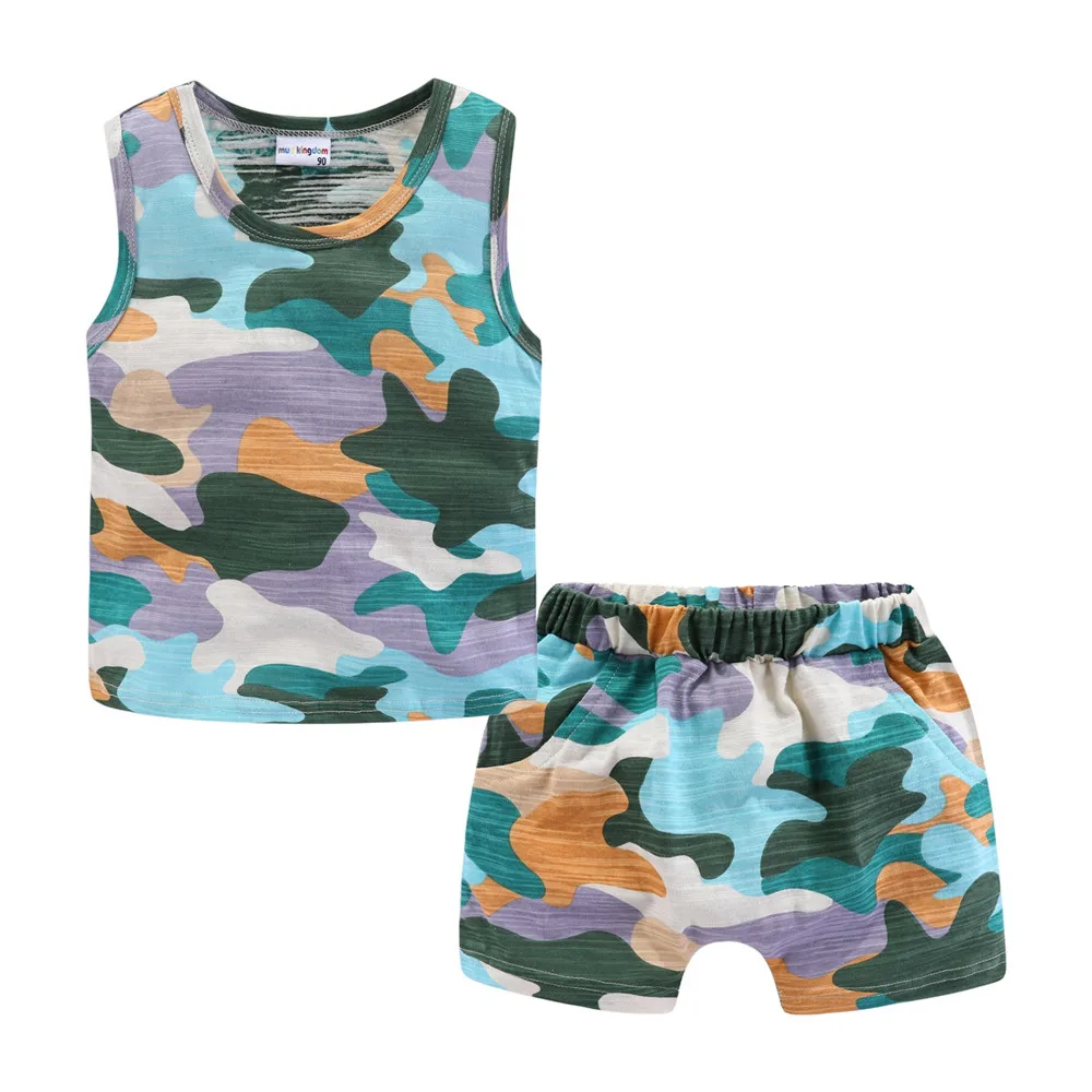 LittleSpring костюмы для мальчиков ясельного возраста камуфляжные хлопковые