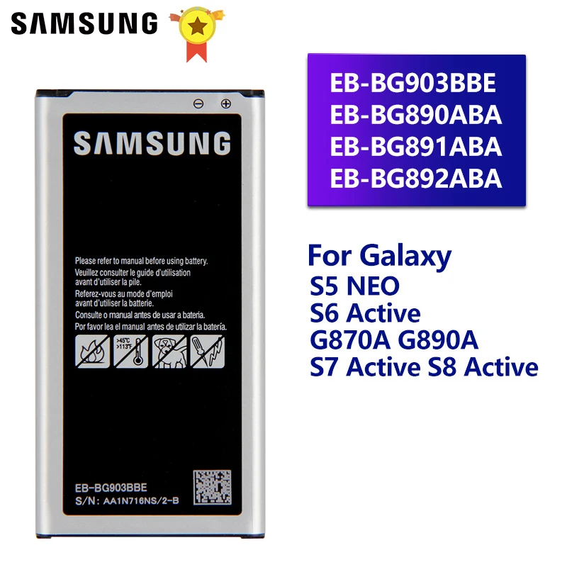 Samsung оригинальный запасной аккумулятор EB BG903BBE для Galaxy S5 NEO G903F G903W S6 Active G870A G890A S7 S8