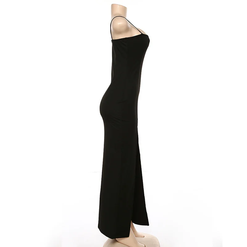 

Backless Sexy Strap Split Summer Dress Women Elastic Long Dresses Sleeveless Camisole Clubwear Evening Party Dress Women's Robe