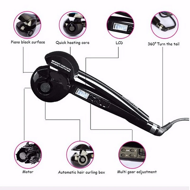 

Monofunctional LCD Screen Ceramic Hair Curler Magic Hair Curl Styler Tools For Women Electric Hair Styling Machine Wand Curler