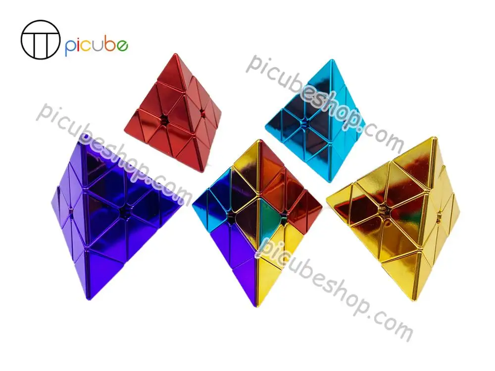 

[Picube]MeiLong Pyramid Cube Puzzles Metal Color Cube 2x2 Golden/Silver/Blue/Red/Green/Purple