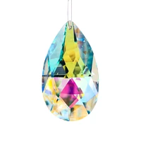 76mm ab color teardrop crystal prism suncatcher rainbow crystal faceted chandelier parts glass art lighting pendant shinning