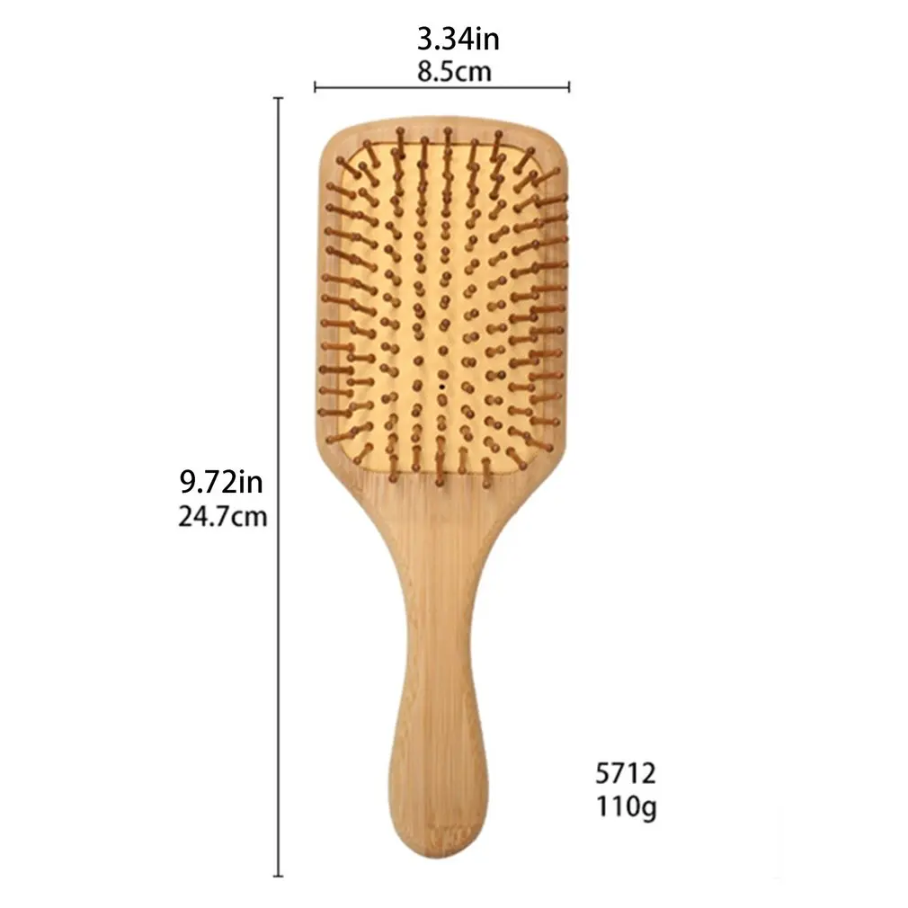 

Solid Wood Paddle Hairbrush With Wood Bristles For Massaging Scalp Hairdressing And Massage Square Comb Hair Comb
