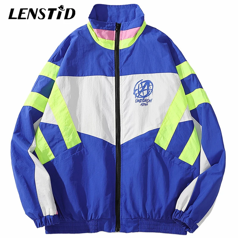 LENSTID Мужская ветровка в стиле хип хоп винтажная цветная Лоскутная тактическая