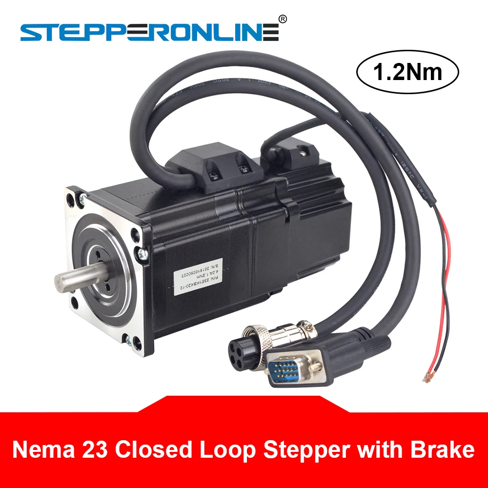 Nema 23 Closed Loop Stepper Motor 1.2Nm with Electromagnetic Brake with Encoder 1000CPR 4A Nema23 Stepper Motor