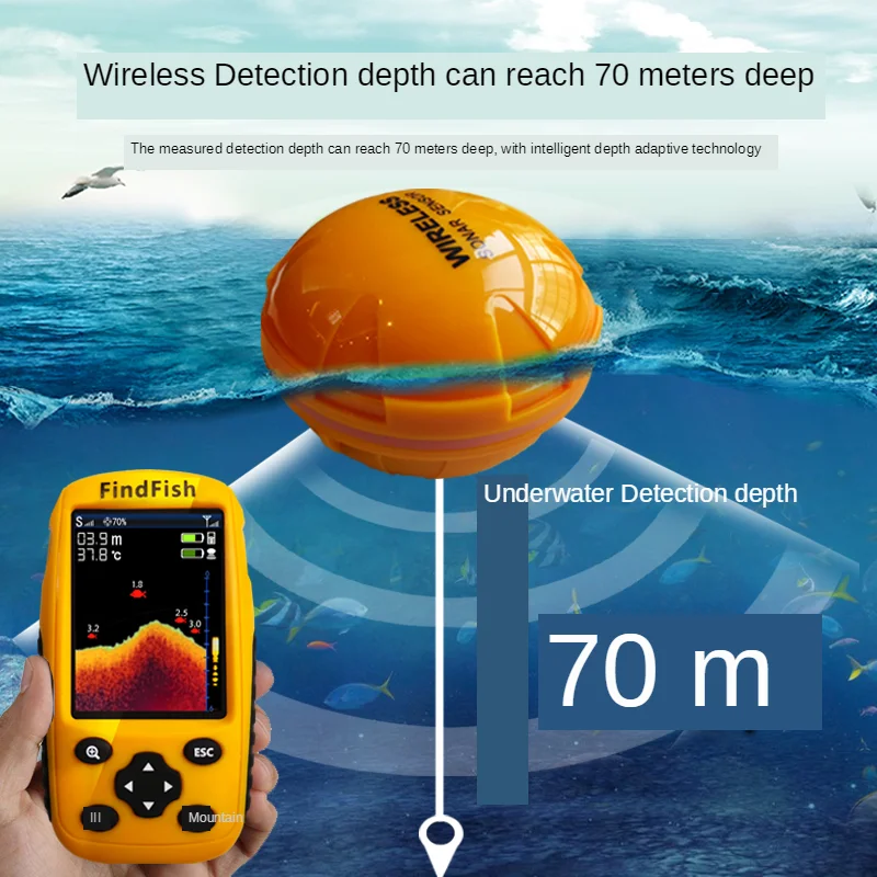Новинка 2020 беспроводной эхолот для рыбалки рыболокатор с ЖК дисплеем
