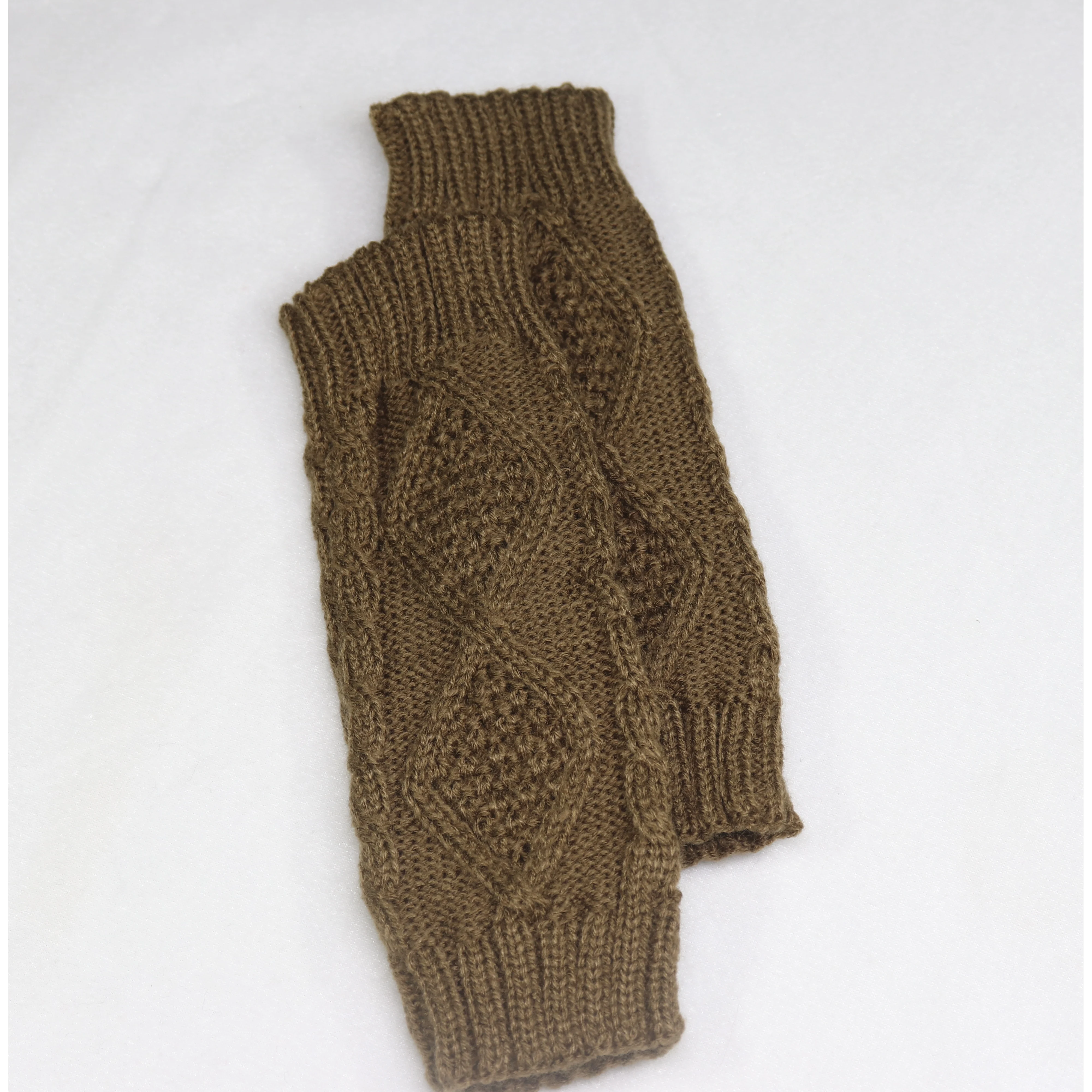 Women's Half Finger Gloves Diamond Rhombus Warm Gloves in autumn and winter Thickened knitted gloves