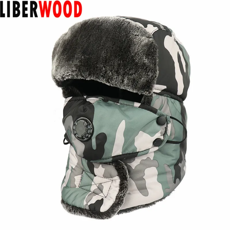 LIBERWOOD, камуфляжная зимняя шапка с ушками, меховая, теплая, ветрозащитная, шапка, шапки с facemask, для улицы, шапки для мужчин, wo, мужская, для верховой езды