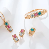 viennois trendy jewelry set for women colorful zircon crystal necklace earrings ring bangle sets wedding gifts fashion jewelry