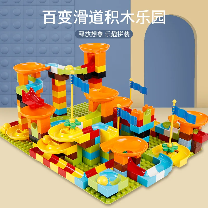 

Crazy Marble Race Orbit Run Maze Ball Track Diy Assemble Construction Slide Building Blocks Dduploelong Block Toys for Children