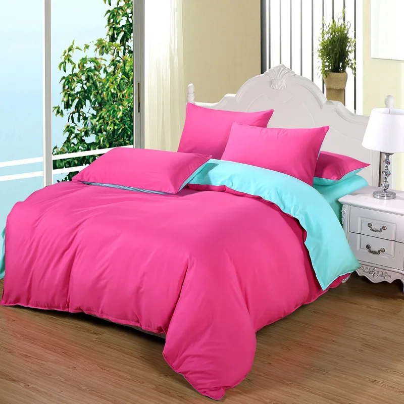 Новый стиль Однотонная одежда Розовый и красный цвет фиолетовый комплект