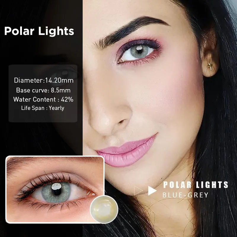 1 pair colored contact lens yearly use natural looking cosmetic eyes contact lenses with color eye lens with prescription free global shipping