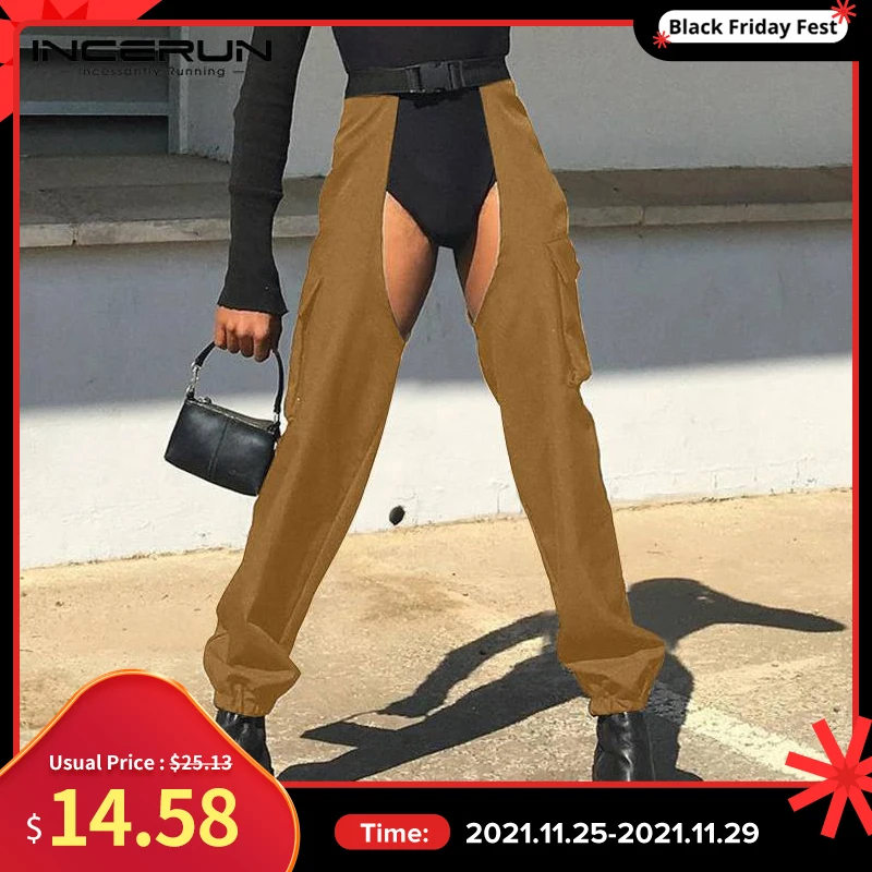 

Sexy Leisure New Men's Pantalons Solid High Waist Long Pants American Style Design Sense Cutout Trousers Overalls S-5XL INCERUN