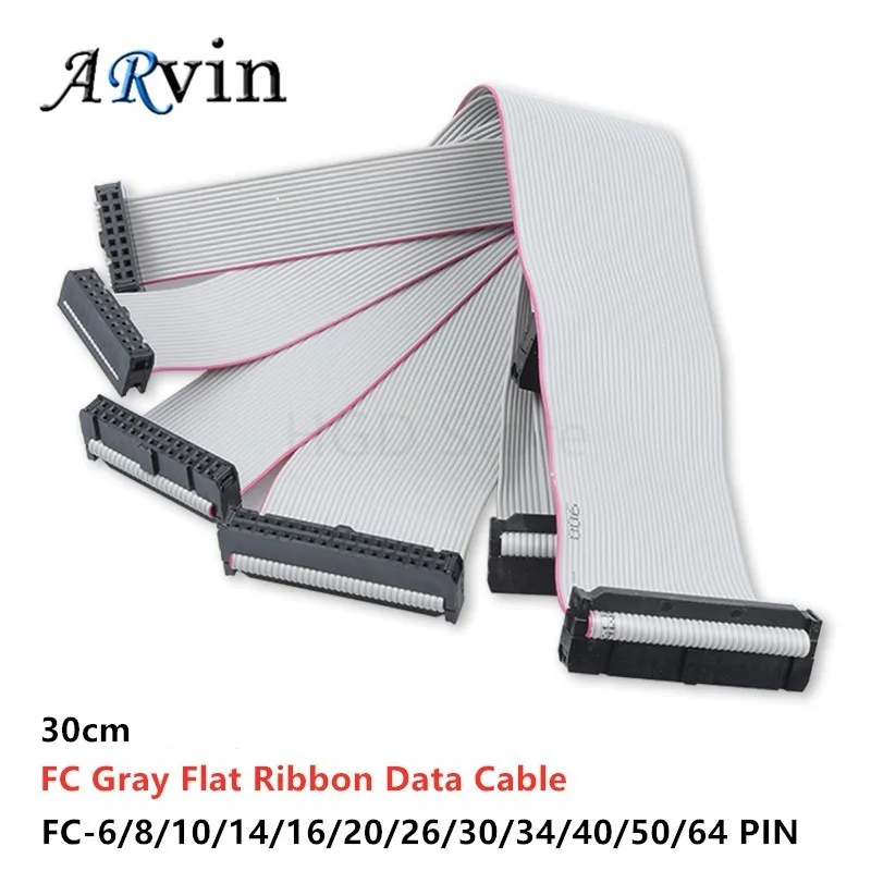 

2.54MM pitch FC-6/8/10/14/16/20/40/50 PIN 30CM JTAG ISP DOWNLOAD CABLE Gray Flat Ribbon Data Cable FOR DC3 IDC BOX HEADER
