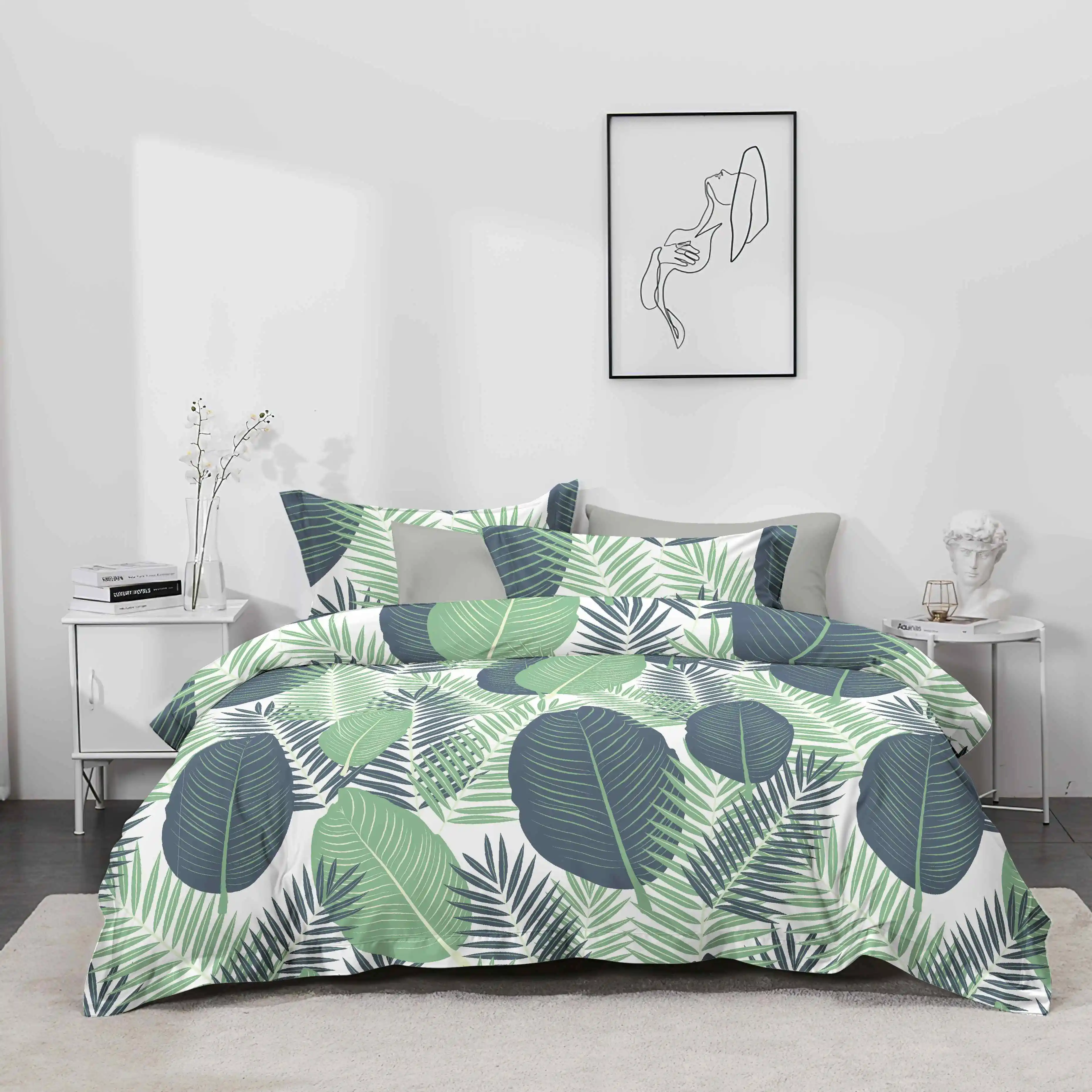 

Simple Plaid Bedding Cartoon Skin Friendly Three Piece Set