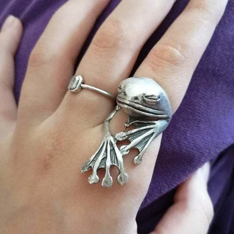 

Silver Frog Open Rings for Women Girls Vintage Cute Animal Finger Ring Silver Fashion Party Jewelry Gifts