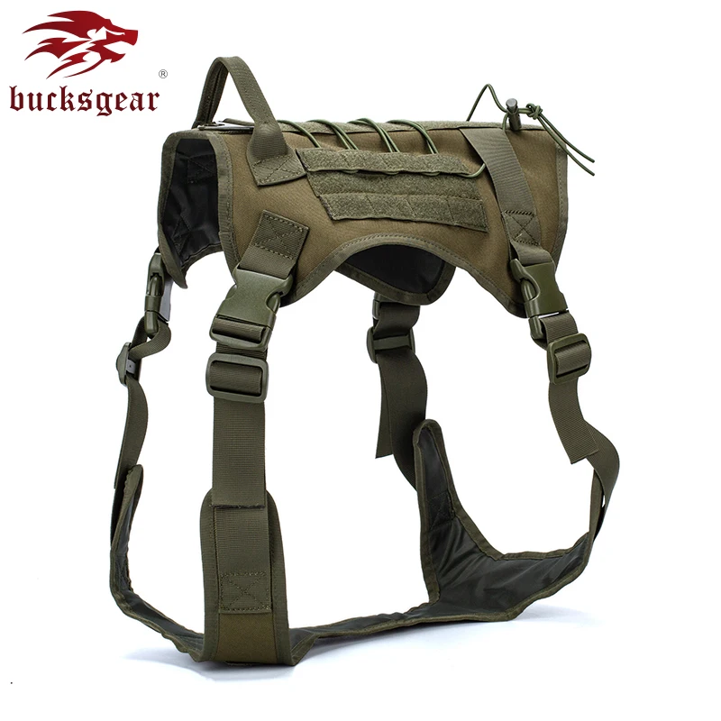 

BUCKSGEAR 1000D Nylon K9 dog vest police dog harness large germany shepherd dog vest pet harness military training molle vest