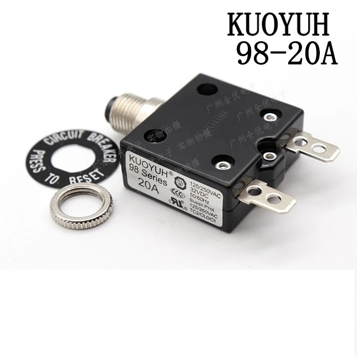 

3Pcs Taiwan KUOYUH 98 Series-20A Overcurrent Protector Overload Switch