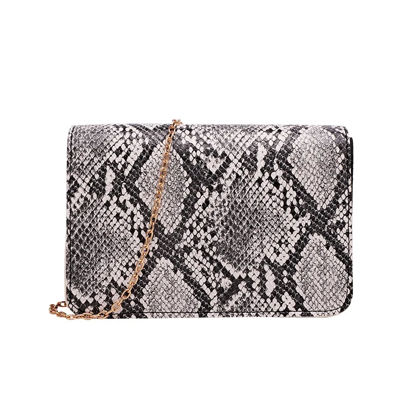 

Женская модная сумка через плечо со змеиным узором и цепочкой, стильная мини сумка через плечо с клапаном для женщин